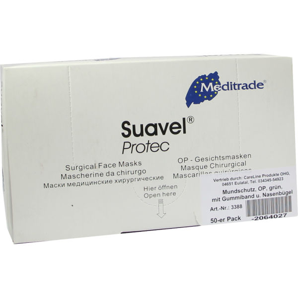 MUNDSCHUTZ OP m.Gummiband m.Nasenbügel grün