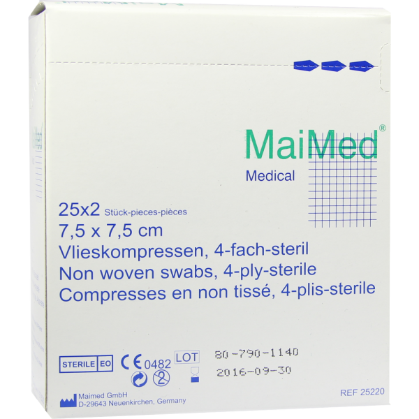 VLIESKOMPRESSEN steril 7,5x7,5 cm