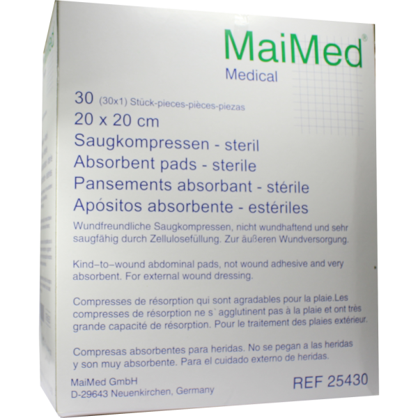SAUGKOMPRESSEN steril 20x20 cm
