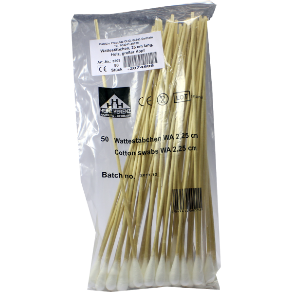 WATTESTÄBCHEN Holz großer Kopf 25 cm