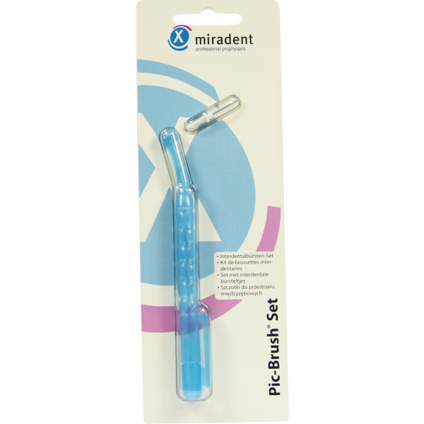 MIRADENT Interd.Pic-Brush Set 1Halt+1Bü.tran.blau