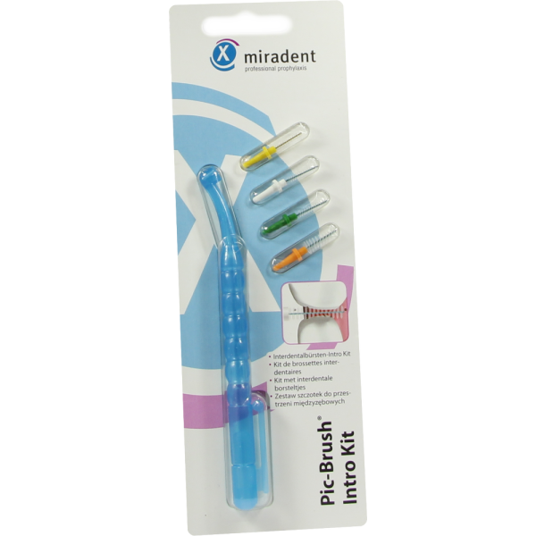MIRADENT Interd.Pic-Brush Intro Kit 1H+4B.tra.blau