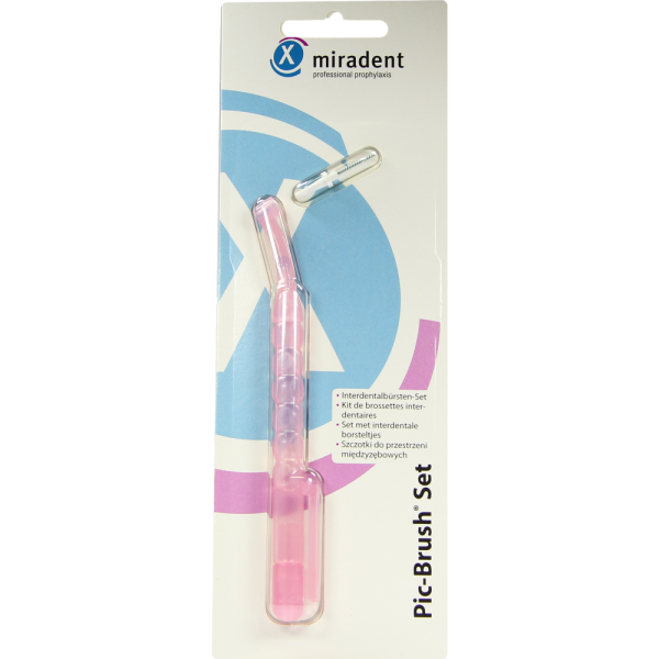 MIRADENT Interd.Pic-Brush Set 1Halt+1Bü.tran.pink