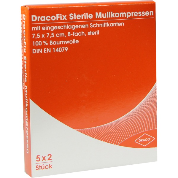 DRACOFIX PEEL Kompressen 7,5x7,5 cm steril 8fach