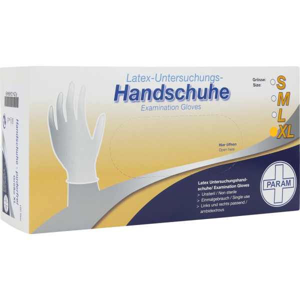 HANDSCHUHE Einmal Latex puderfrei XL