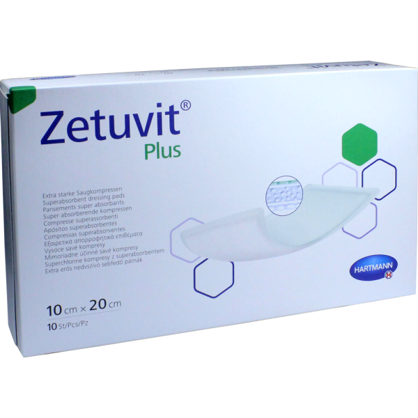 ZETUVIT Plus extrastarke Saugkompr.steril 10x20 cm