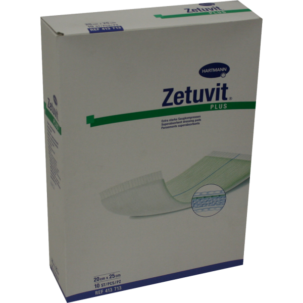 ZETUVIT Plus extrastarke Saugkompr.steril 20x25 cm