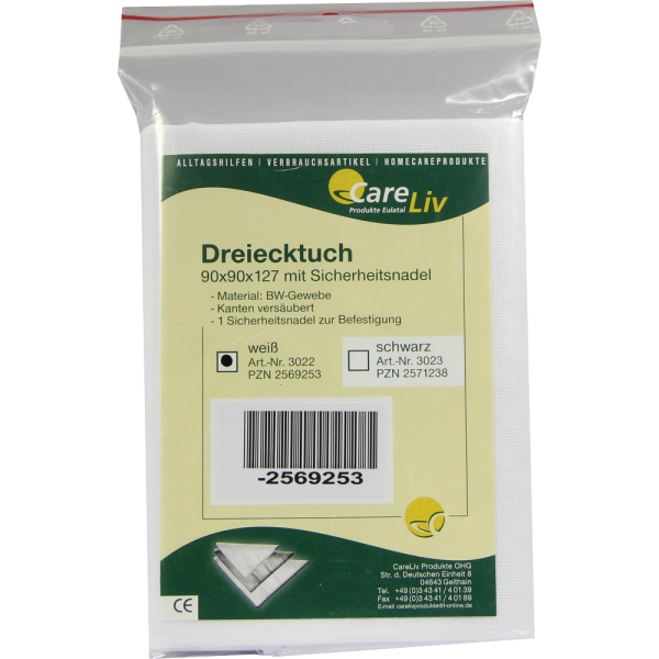 DREIECKTUCH BW 90x90x127 weiß m.Sicherheitsn.