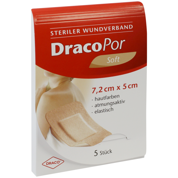 DRACOPOR Wundverband 5x7,2 cm steril hautfarben
