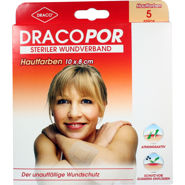 DRACOPOR Wundverband 8x10 cm steril hautfarben
