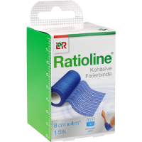 RATIOLINE acute Fixierbinde kohäsiv 8 cmx4 m blau