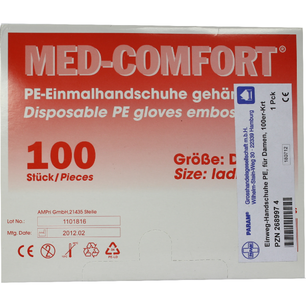 HANDSCHUHE Einmal f.Damen Karton