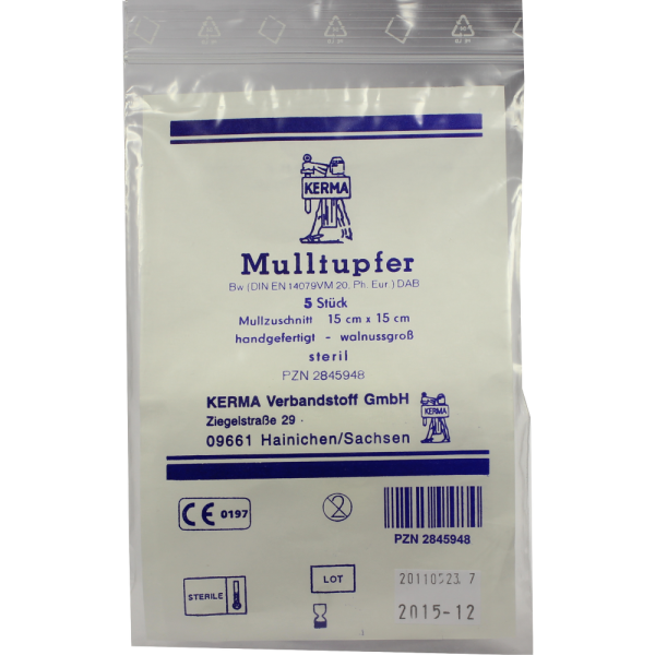 MULLTUPFER 15x15 cm walnussgroß steril