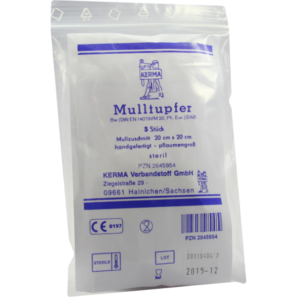 MULLTUPFER 20x20 cm pflaumengroß steril