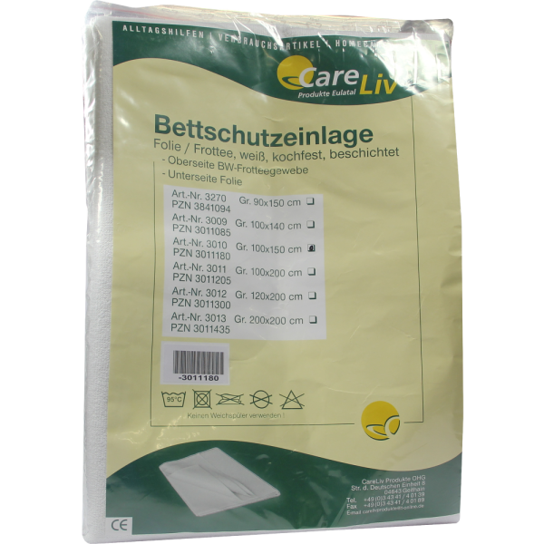BETTSCHUTZEINLAGE Folie Frottee 100x150 cm