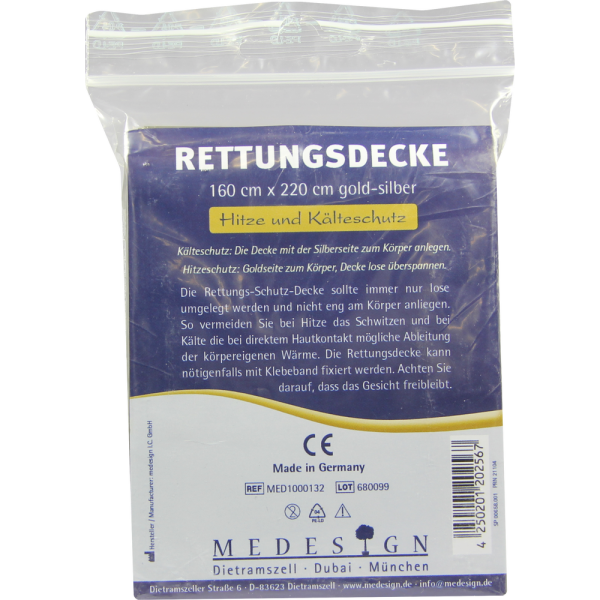 RETTUNGSDECKE 160x220 cm gold/silber