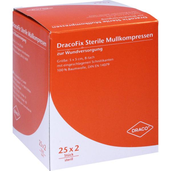 DRACOFIX PEEL Kompressen 5x5 cm steril 8fach