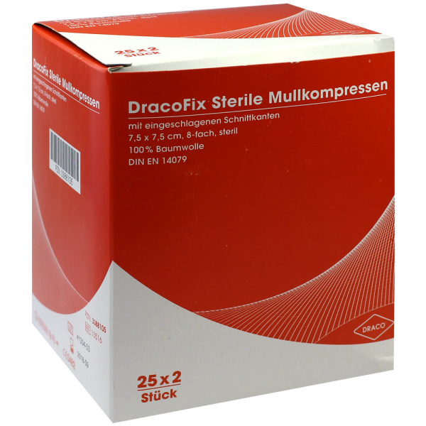 DRACOFIX PEEL Kompressen 7,5x7,5 cm steril 8fach