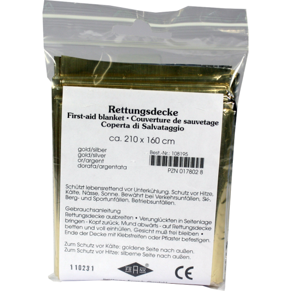 RETTUNGSDECKE KFZ 160x210 cm gold/silber