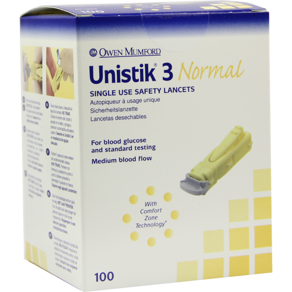 UNISTIK 3 Normal 1,8 mm Eindr.Tiefe Stechhilfe