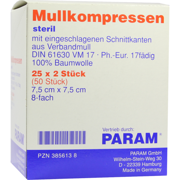 MULLKOMPRESSEN 7,5x7,5 cm steril 8fach