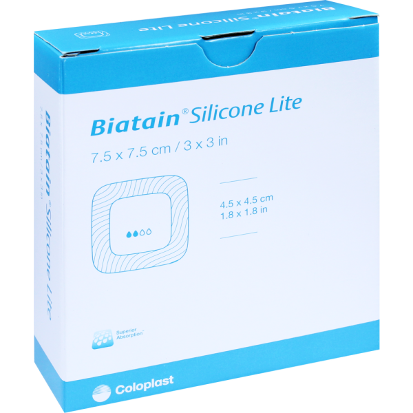 BIATAIN Silicone Lite Schaumverband 7,5x7,5 cm