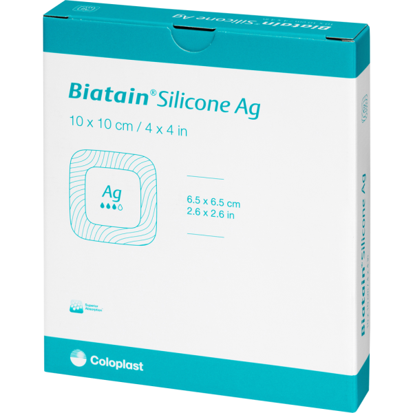 BIATAIN Silicone Ag Schaumverband 10x10 cm