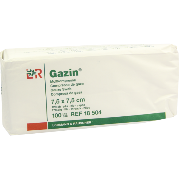 GAZIN Mullkomp.7,5x7,5 cm unsteril 12fach Op