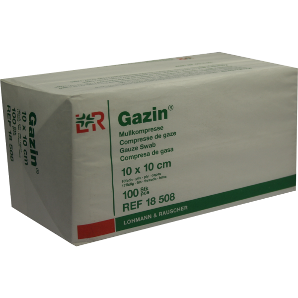 GAZIN Mullkomp.10x10 cm unsteril 16fach Op