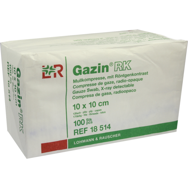 GAZIN Mullkomp.10x10 cm unsteril 12fach RK