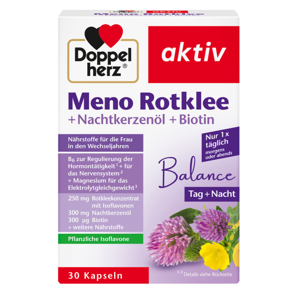 DOPPELHERZ Meno Rotklee+Nachtkerzenöl+Biotin Kaps.