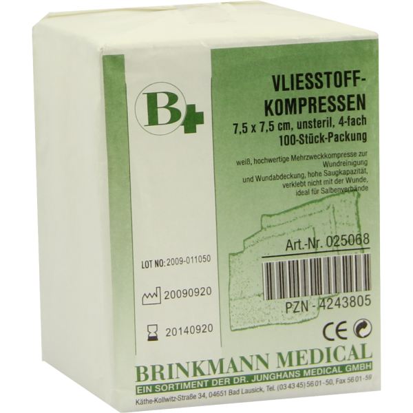 VLIESSTOFF-KOMPRESSEN unsteril 7,5x7,5 cm 4fach