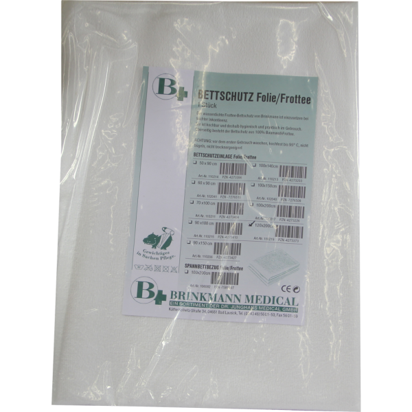 BETTSCHUTZEINLAGE Folie Frottee 120x200 cm