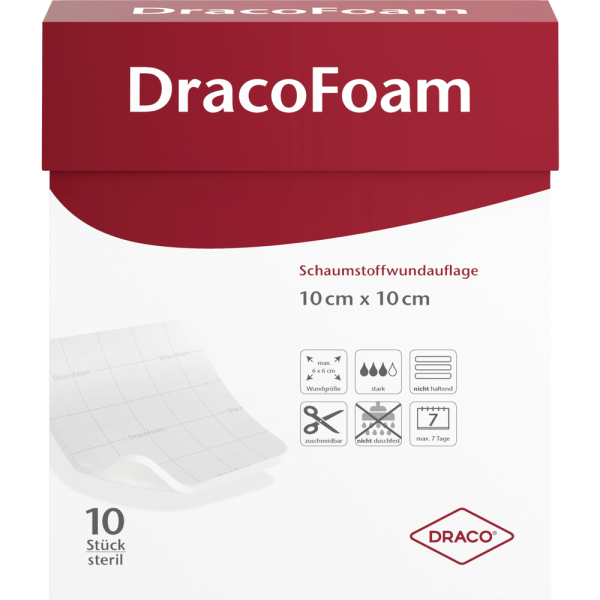 DRACOFOAM Schaumstoff Wundauflage 10x10 cm