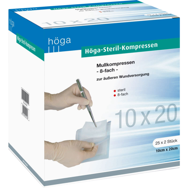 HÖGA-KOMPRESSEN 10x20 cm steril 8fach