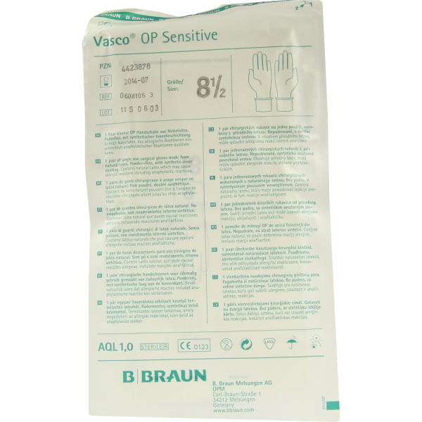VASCO OP Sensitive Handsch.steril puderfrei Gr.8,5