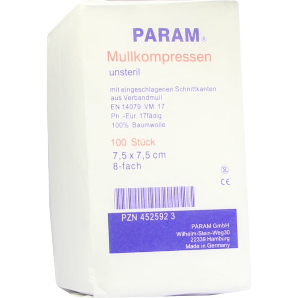 MULLKOMPRESSEN 7,5x7,5 cm unsteril 8fach