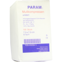 MULLKOMPRESSEN 7,5x7,5 cm unsteril 8fach