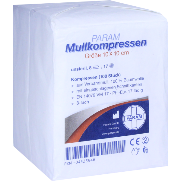 MULLKOMPRESSEN 10x10 cm unsteril 8fach