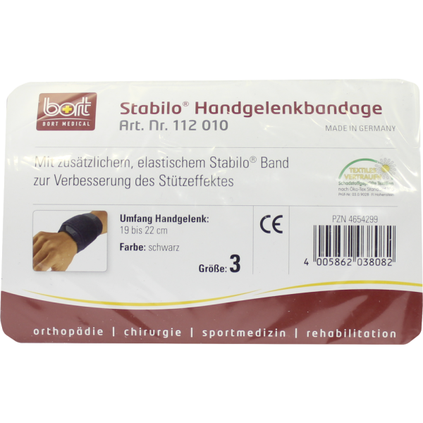 BORT Stabilo Handgelenkbandage Gr.3 schwarz
