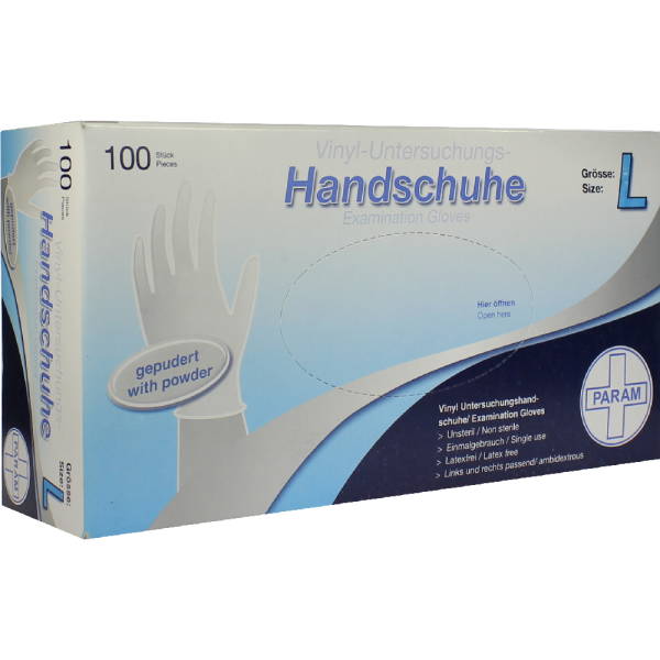 HANDSCHUHE Einmal Vinyl gepudert L
