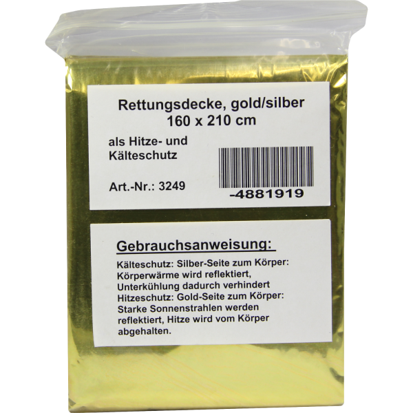 RETTUNGSDECKE 160x210 cm gold/silber