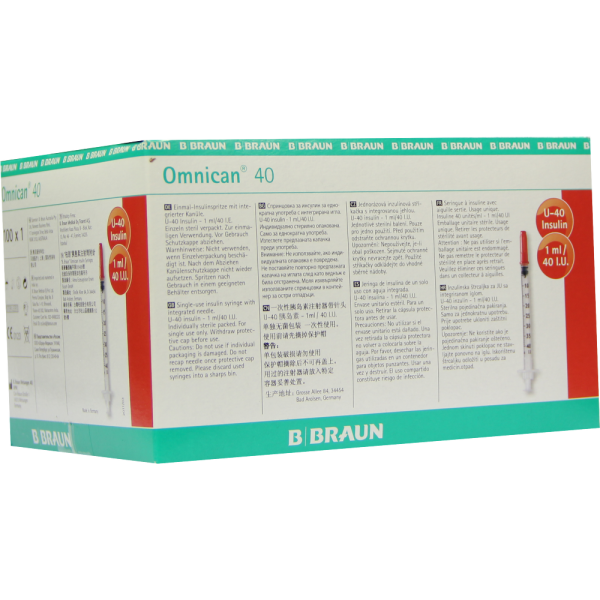 OMNICAN Insulinspr.1 ml U40 m.Kan.0,30x8 mm einz.