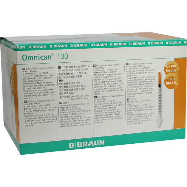 OMNICAN Insulinspr.1 ml U100 m.Kan.0,30x12 mm ein.