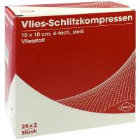 SCHLITZKOMPRESSEN Vlies 10x10 cm steril 4fach