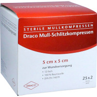 SCHLITZKOMPRESSEN Mull 5x5 cm steril 12fach