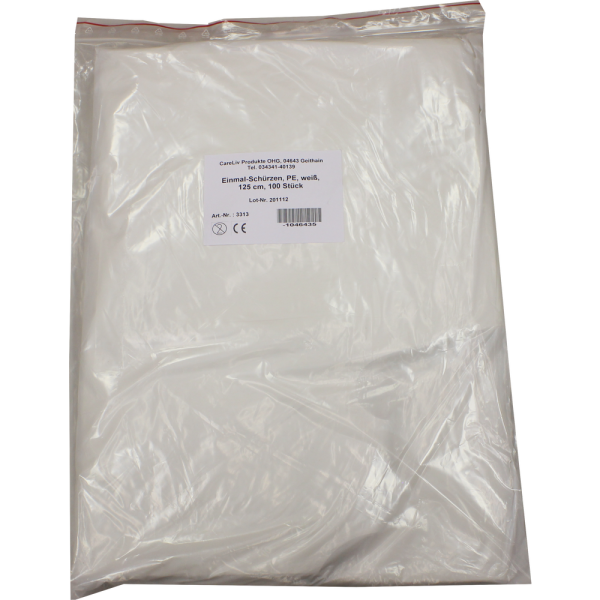 SCHÜRZE Einmal PE weiß 125 cm