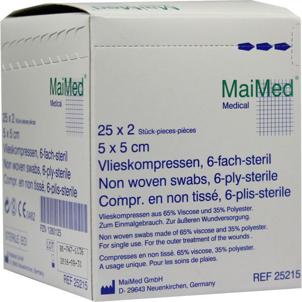 VLIESKOMPRESSEN steril 5x5 cm 6fach