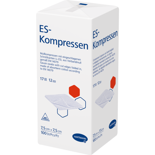 ES-KOMPRESSEN unsteril 7,5x7,5 cm 12fach