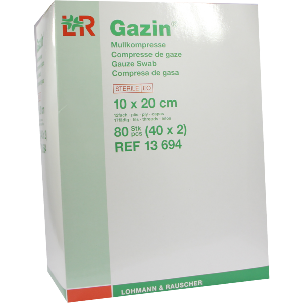 GAZIN Mullkomp.10x20 cm steril 12fach